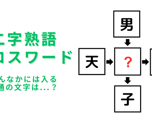 【二字熟語クロスワード】真んなかに入る漢字は?今日はこの問題にチャレンジしてみて!