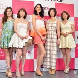 NOTTVオリジナル連続ドラマ「オンナ♀ルール 幸せになるための50の掟」で共演する中村アン、酒井若菜、冨永愛、能世あんな、磯山さやか