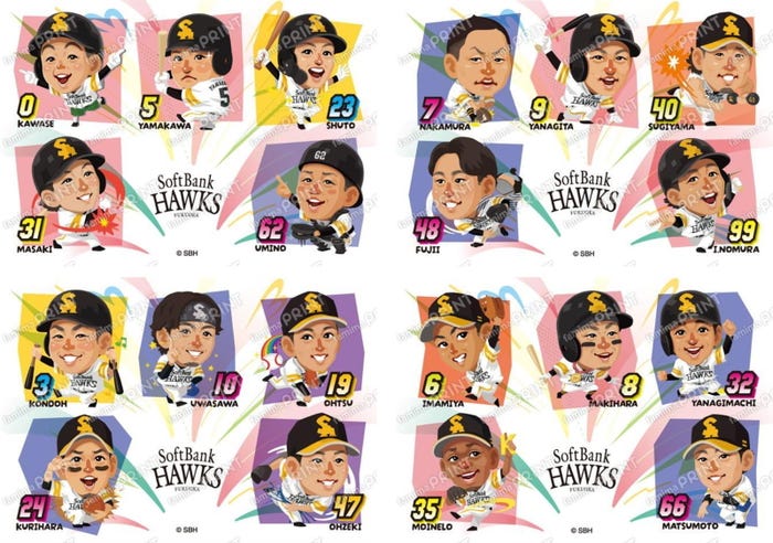 26ホークス テレQコラボステッカー【仕様】シールL判500円(提供写真)