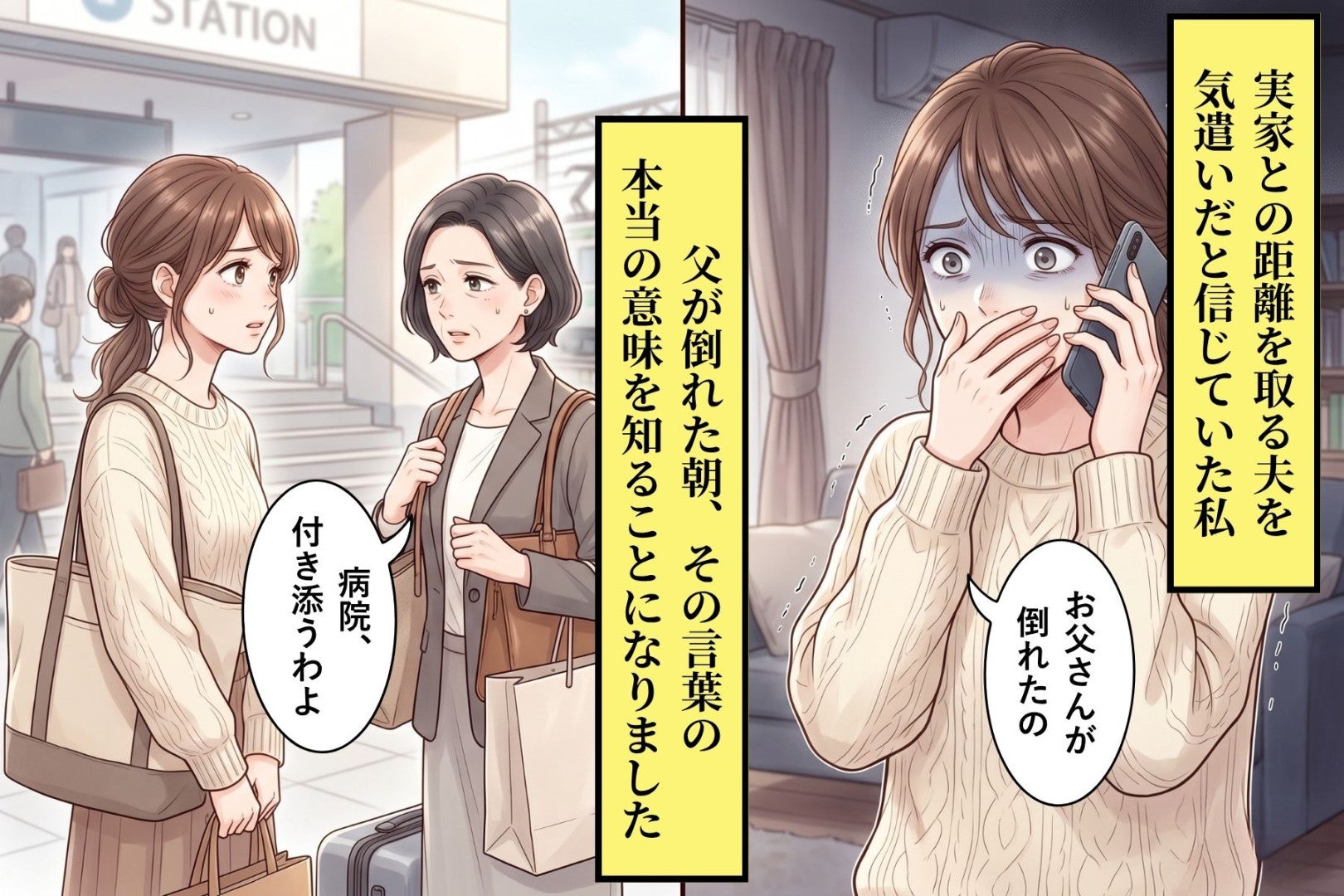 「嫁の実家には帰らなくていい」と夫→私の父が倒れた日、駆けつけたのは義母だった