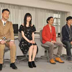 （左から）脚本家・西田征史氏、栗山千明、三上博史、高橋光臣