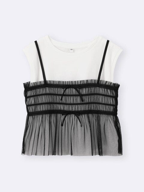 GIRLS2ピースチュールキャミソールセットT