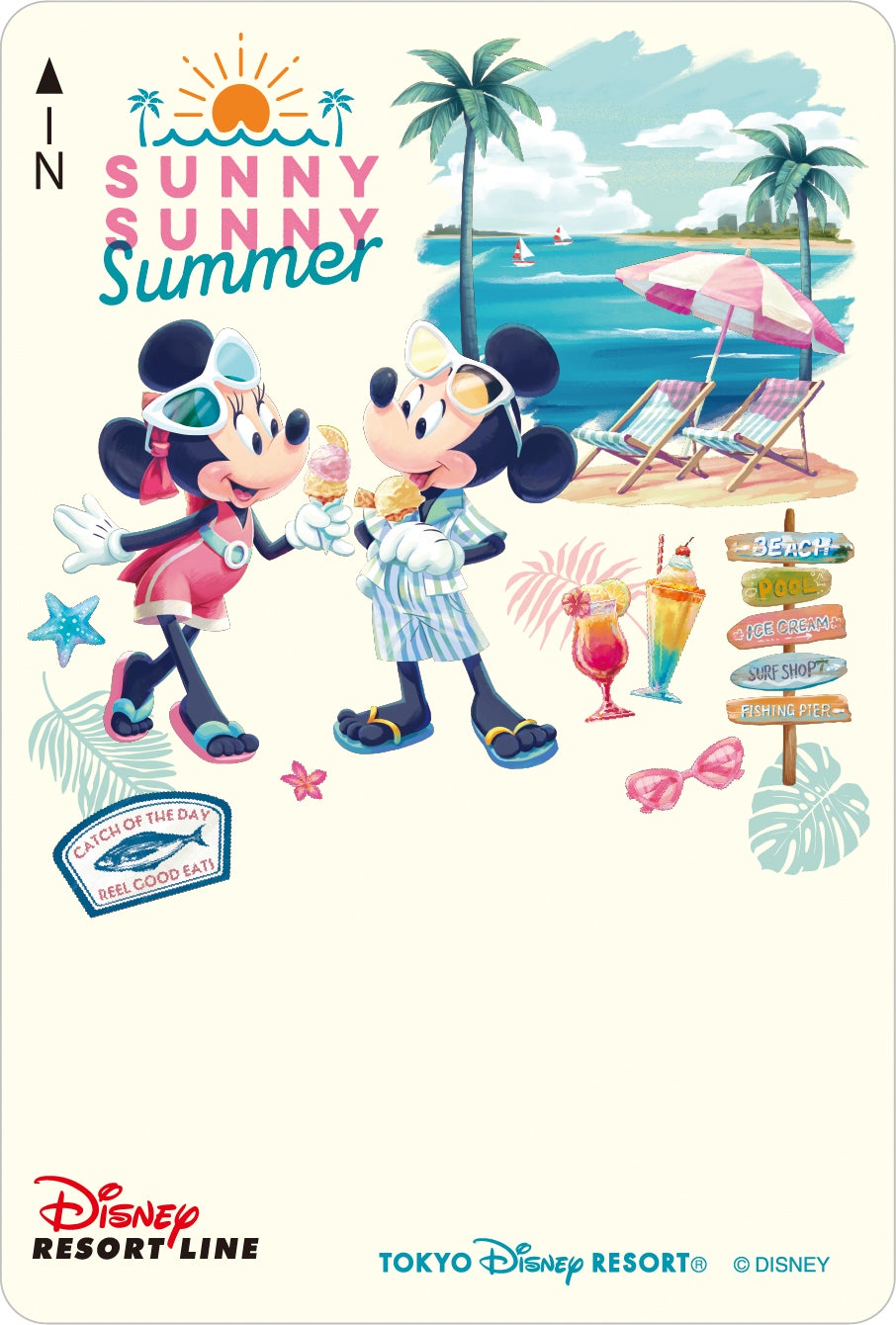“Sunny Sunny Summer”デザインのフリーきっぷ（C）Disney