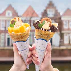 左:ミッフィーのマンゴークレープ 右:ミッフィーのチョコバナナクレープ /提供画像