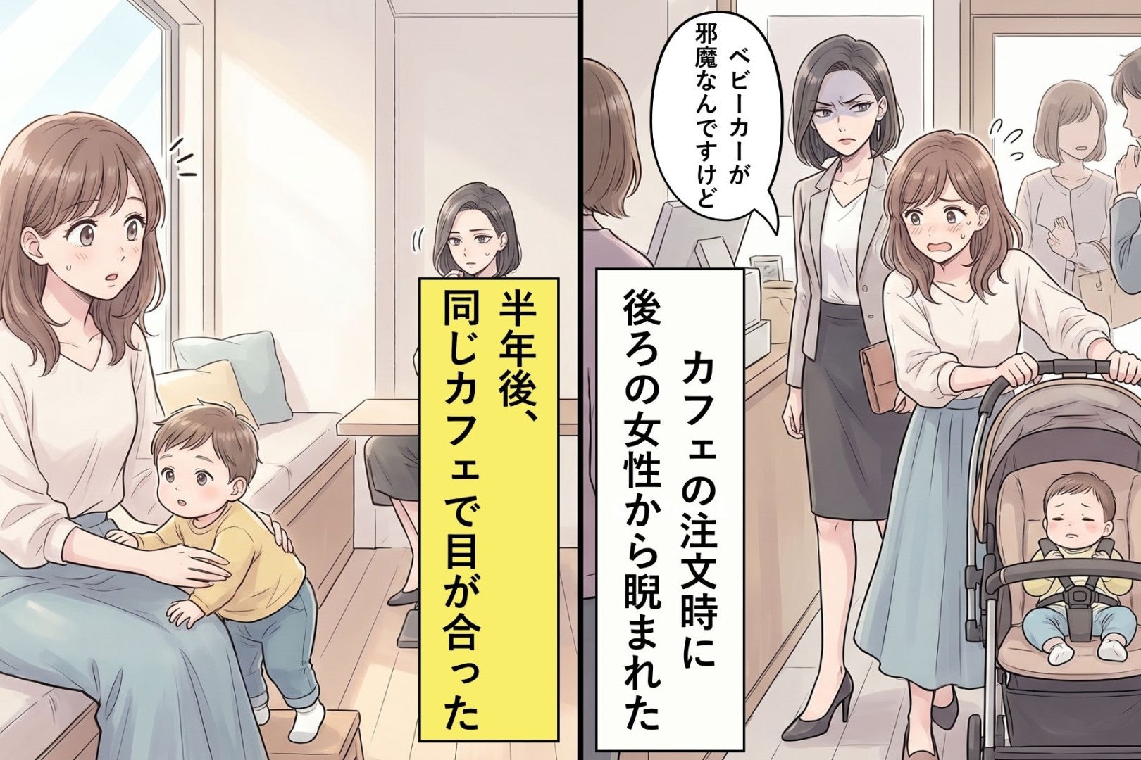 「ベビーカーが邪魔なんですけど」と私を睨んだ女性。半年後、同じ席で目が合った日のこと