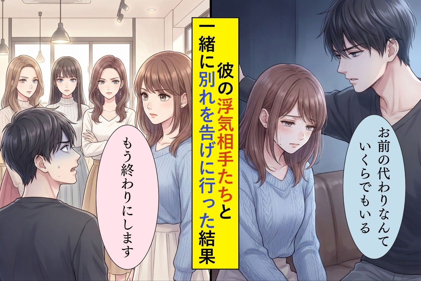 「お前の代わりなんていくらでもいる」と言った彼氏→彼の浮気相手たちと一緒に別れを告げに行った結果