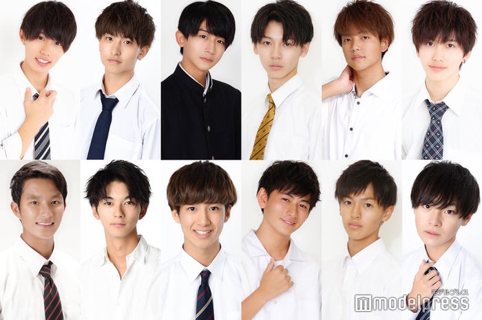 「男子高生ミスターコン2019」ファイナリスト/(上段左から)石川翔大、後藤聖那、長嶋輝、前山翼早、木村伊吹、二橋飛向(下段左から)田島稜太、清田航陽、青山京平、水野智貴、西岡将汰、南條汐音 (C)モデルプレス