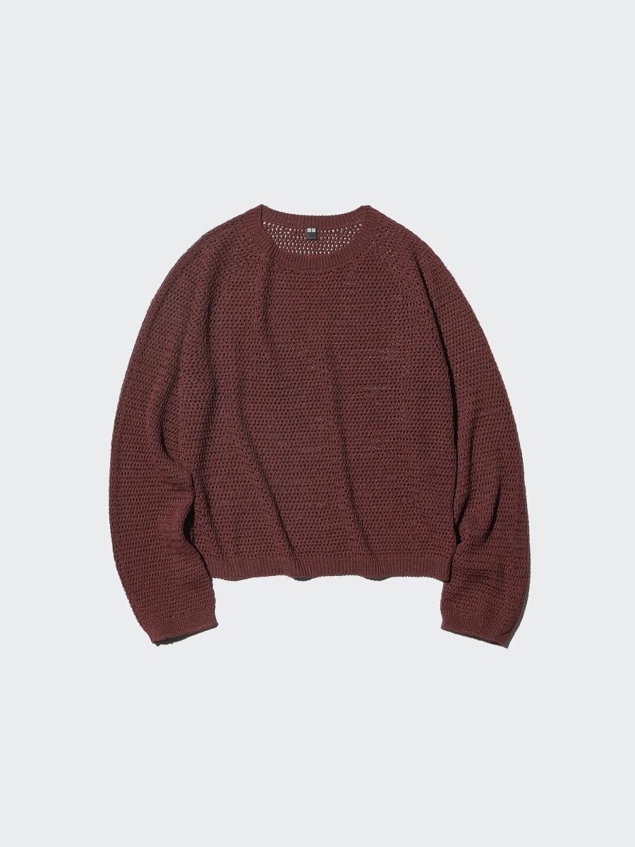 2026春ユニクロ新作女性おすすめ3Dメッシュクルーネックセーター