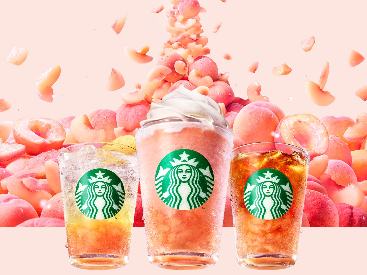 【スタバ新作】「ピーチ ＆ ピーチミルク フラペチーノ」など3種登場 果肉入りで芳醇に香る贅沢な味わい