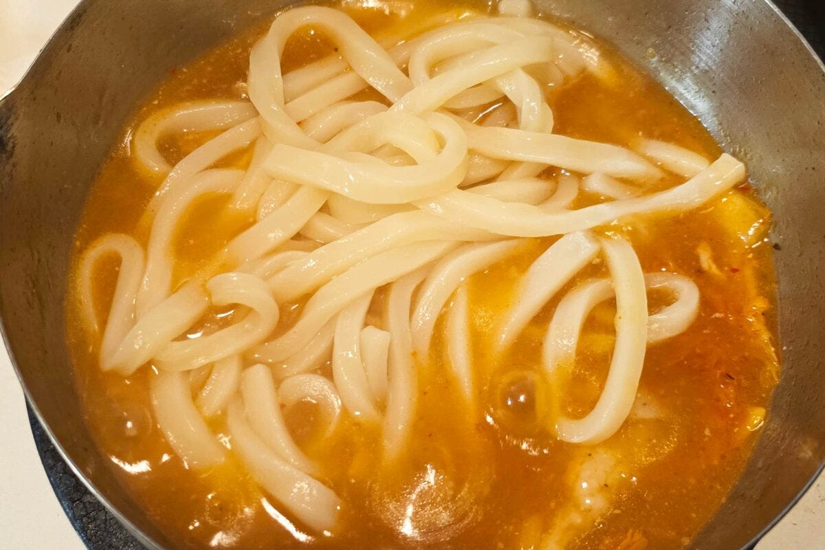 豚キムチうどん・うどん