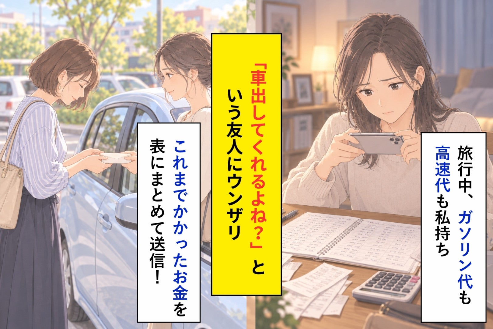 「車出してくれるよね？」が口癖の友人。旅行前日に私が送った１枚の写真