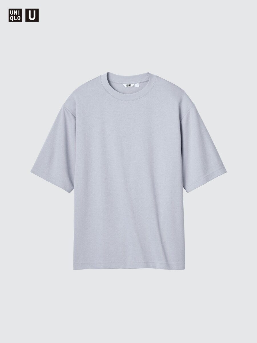 薄いグレーのエアリズムコットンオーバーサイズTシャツ 薄いグレーのエアリズムコットンオーバーサイズTシャツ