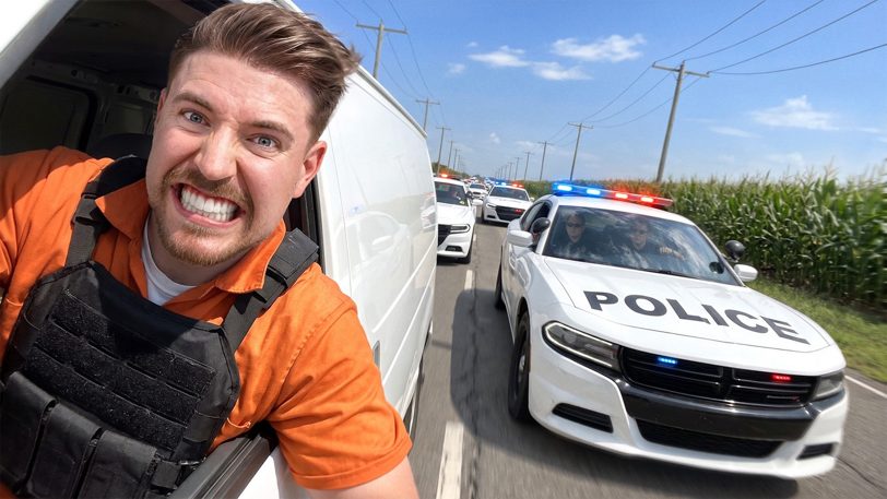 MrBeast、逃げ切れば賞金50万ドル 警官100人に追われ「あと少しだったのに」