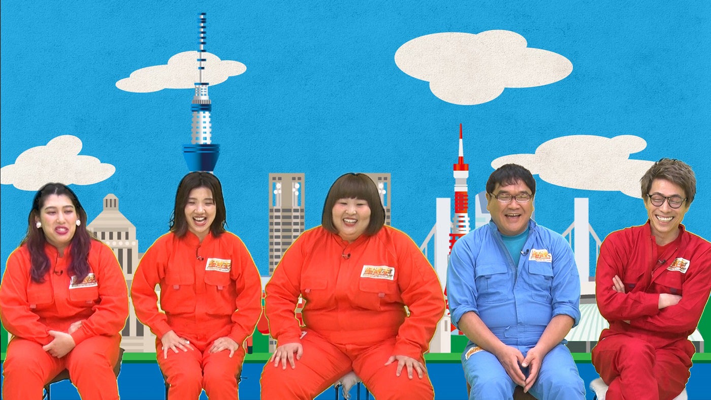 （左から）ゆめっち、福田麻貴、かなで、カンニング竹山、田村淳 （C）フジテレビ