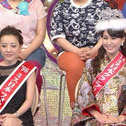 「私の何がイケないの？」（左より）西川史子、2014年度ミス日本の沼田萌花さん