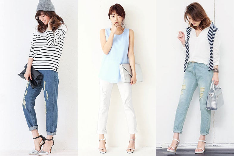 デニムパンツはこなれ感が演出できる「ダメージ加工」が今っぽい！