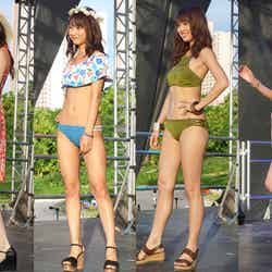 （左から）柏麗奈、武田あやな、松元絵里花、honokaらがグアムで行われたスイムウェアショーに登場