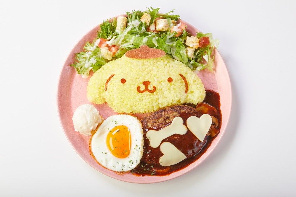 【ポムポムプリンの食いしん坊ハンバーグプレート】1,628円／提供画像