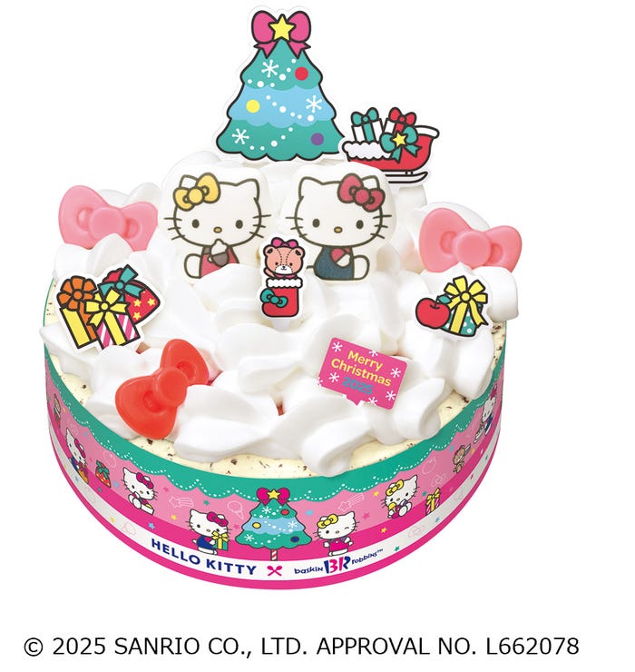 ハローキティ クリスマス アイスクリームケーキ:4,000円(C)2025 SANRIO CO., LTD. APPROVAL NO. L662078