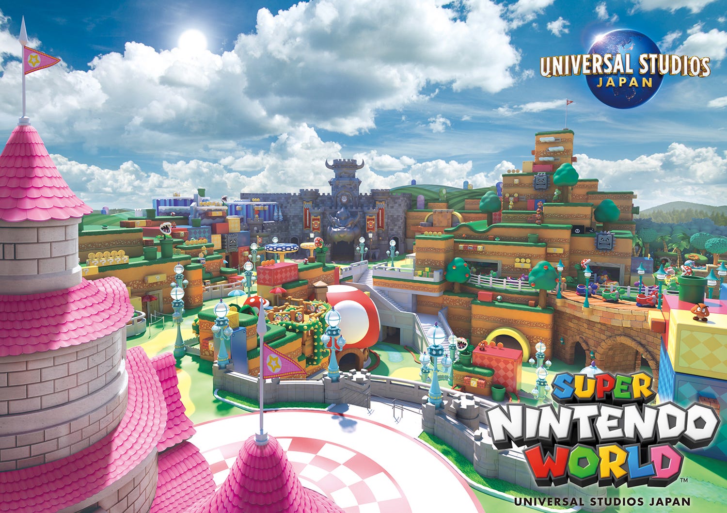 USJ、任天堂エリア「SUPER NINTENDO WORLD」最新ビジュアル公開 クッパ城や“ヨッシーライド”も