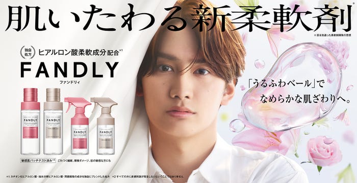 藤原丈一郎:新WEB CM「肌いたわる新柔軟剤 FANDLY誕生」篇キービジュアル(提供写真)