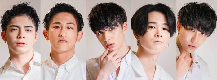 「ミスミスター駒澤コンテスト2020」ミスターファイナリスト(左から)白石成恭、有村健佑、ライオール アレクサンダー、増島拓実、西方大空(提供写真)