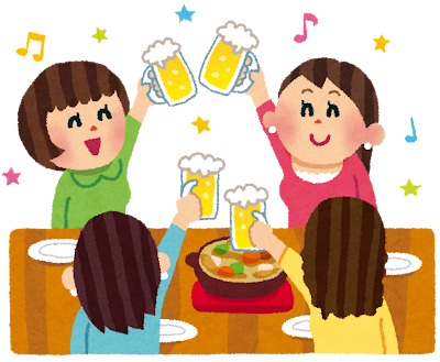 女子会のイラスト「鍋で忘年会」