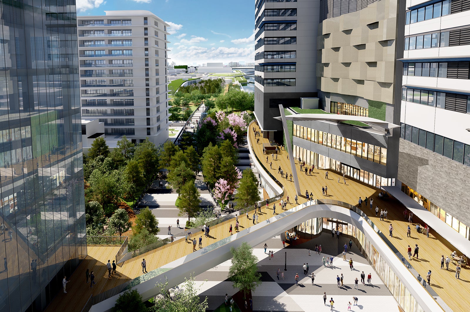 豊洲シビックセンターからららぽーと豊洲3へのアクセス経路／画像提供：三井不動産