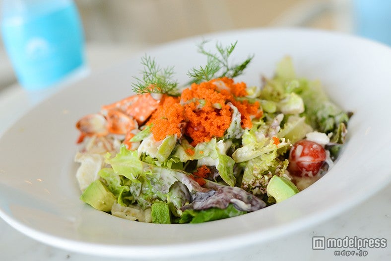 葉野菜、アボカド、蟹など具だくさんの「Catch Beach Salad」（ラージ）450バーツ（約1300円）