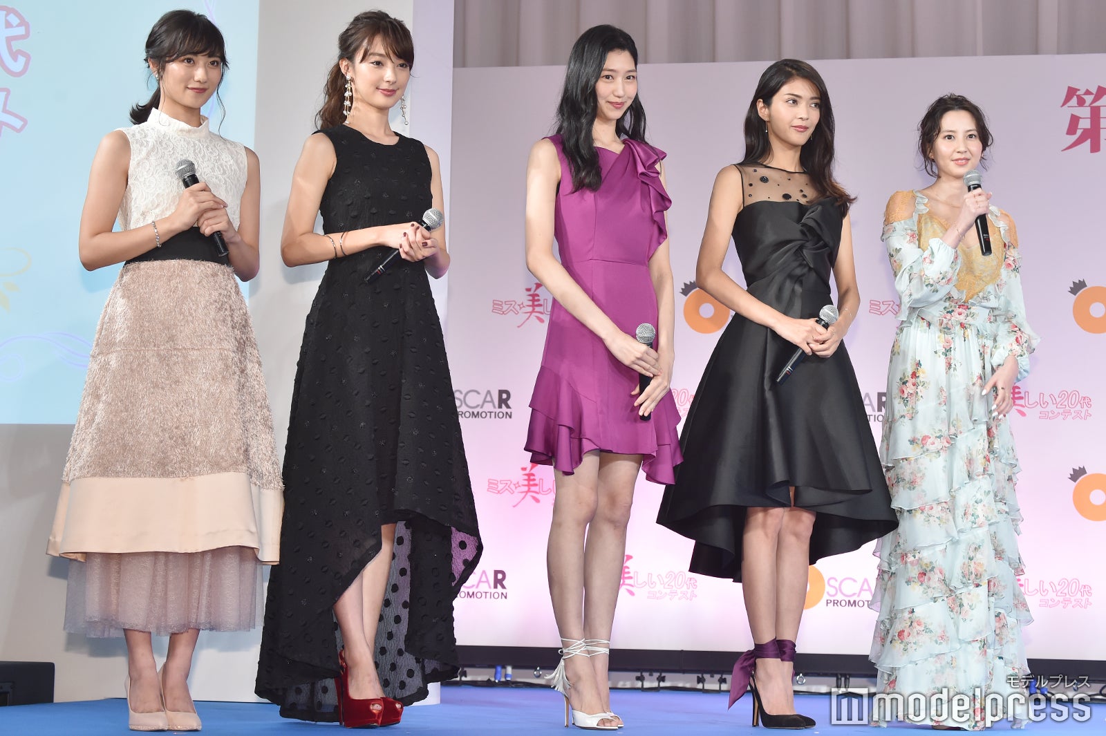 奥山かずさ、宮本茉由、是永瞳、田中道子、河北麻友子 （C）モデルプレス