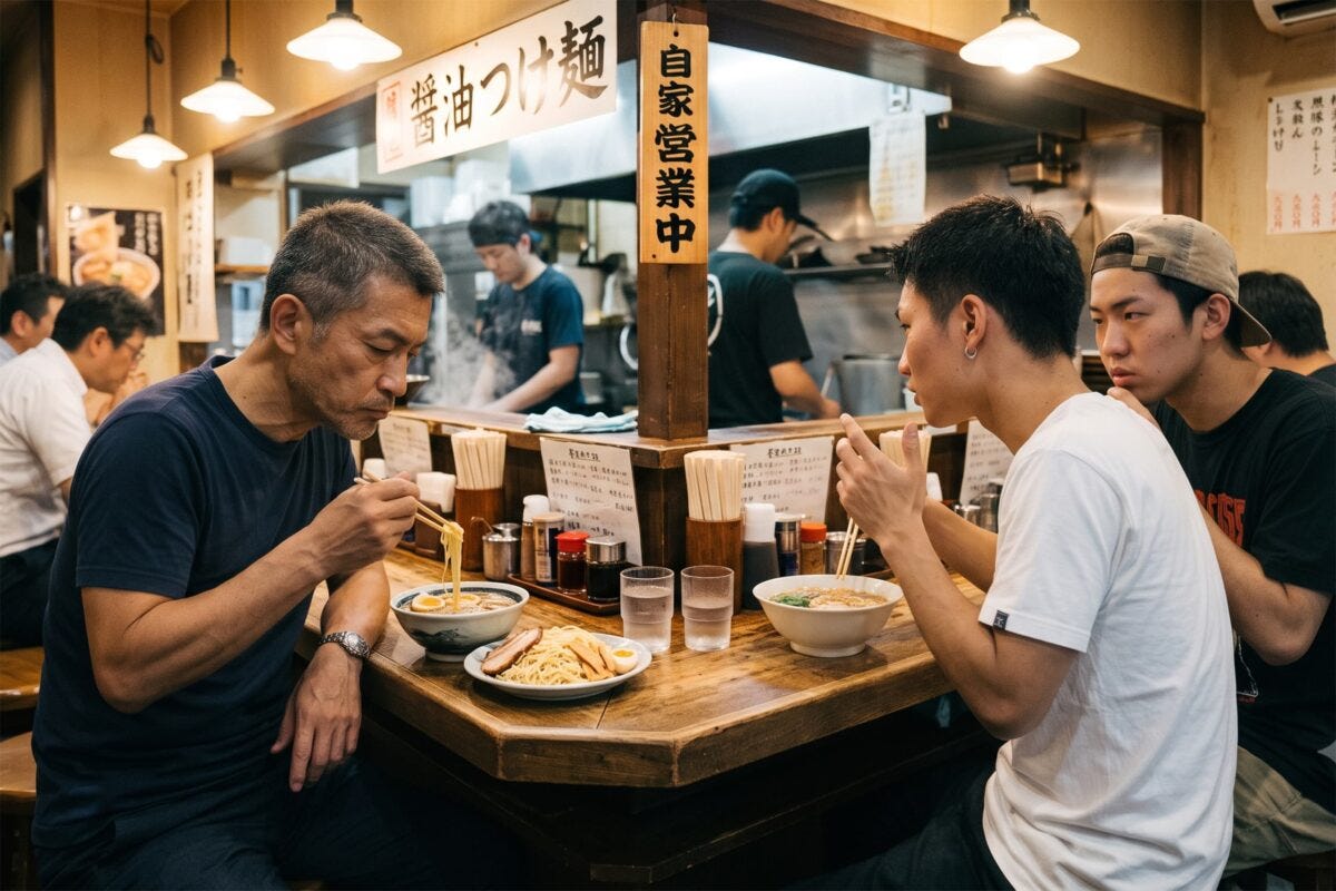 ラーメン屋で聞き耳を立てる元警察官