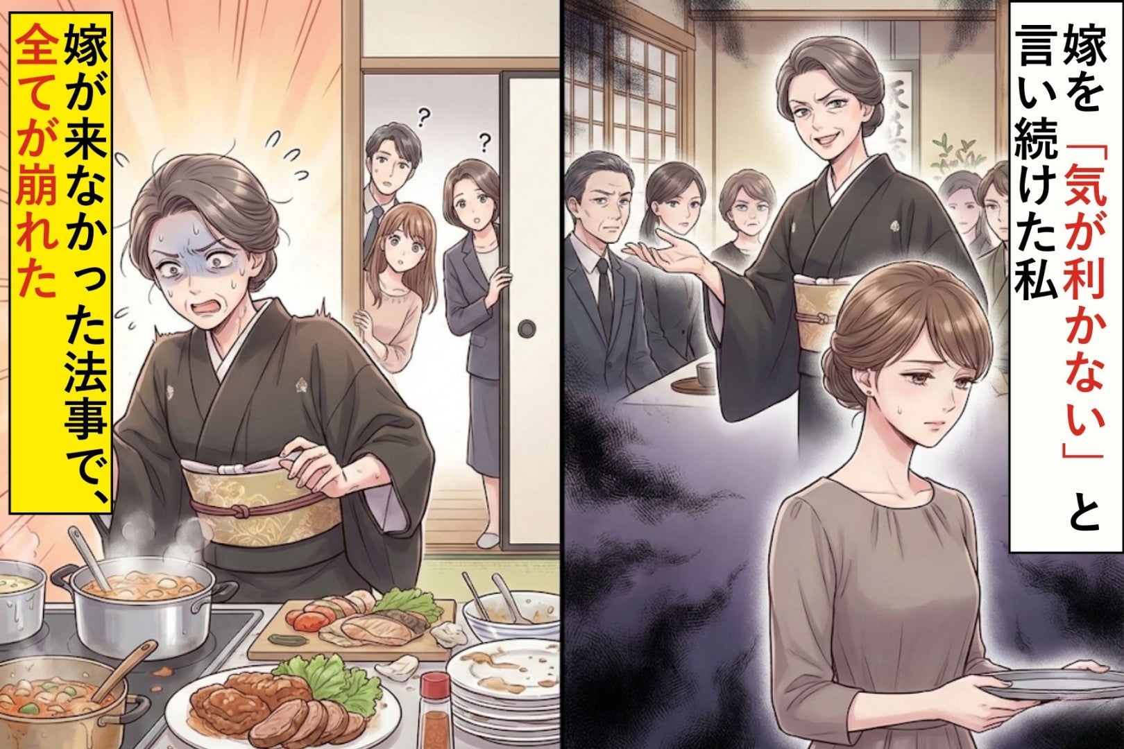 嫁を「気が利かない」と言い続けた私→嫁が来なかった法事で、全てが崩れた