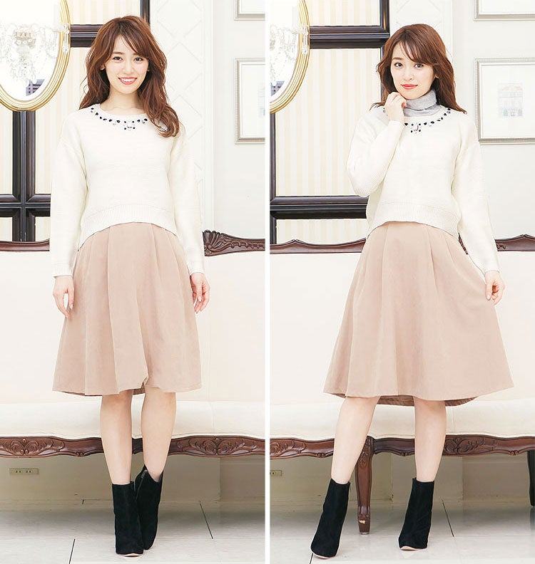 ネックビジュー付きニットプルオーバートップス「神戸レタス」1990円（税込）／画像提供：神戸レタス