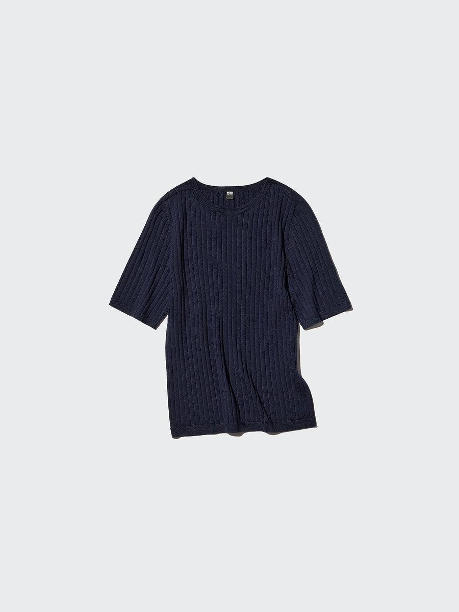 ユニクロの3Dメリノリブクルーネックセーター