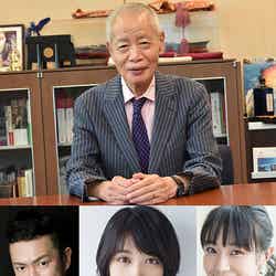（上段）角川春樹氏（下段左から）中村獅童、松本穂香、奈緒（C）2019映画「みをつくし料理帖」製作委員会