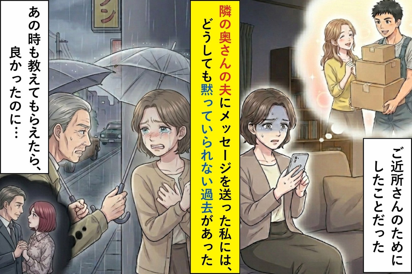 隣の奥さんの夫にメッセージを送った私には、どうしても黙っていられない過去があった