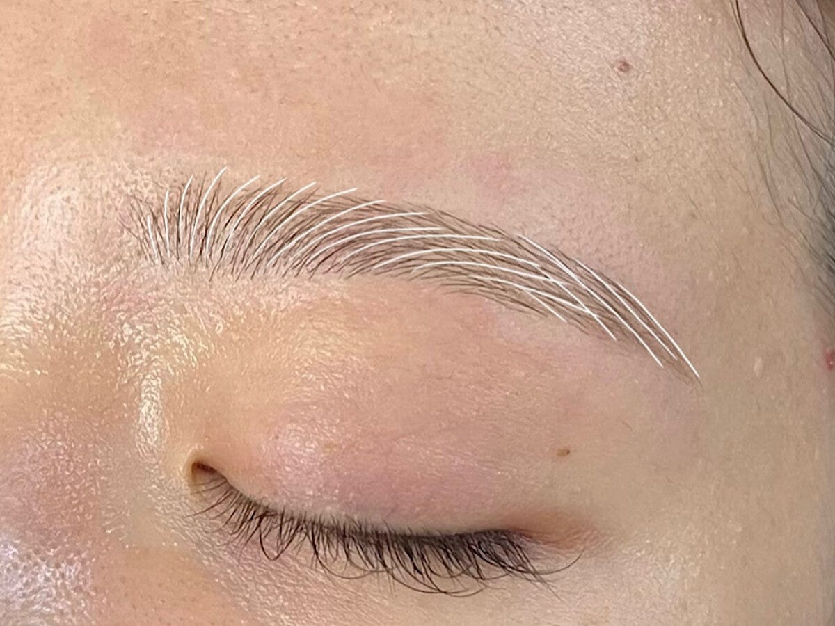 リキッドやペンシルで毛流れを描く リキッドやペンシルで毛流れを描く