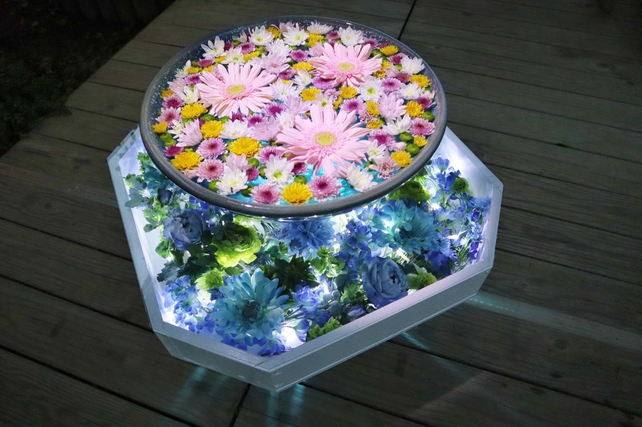 光の花手水／画像提供：足利フラワーリゾート