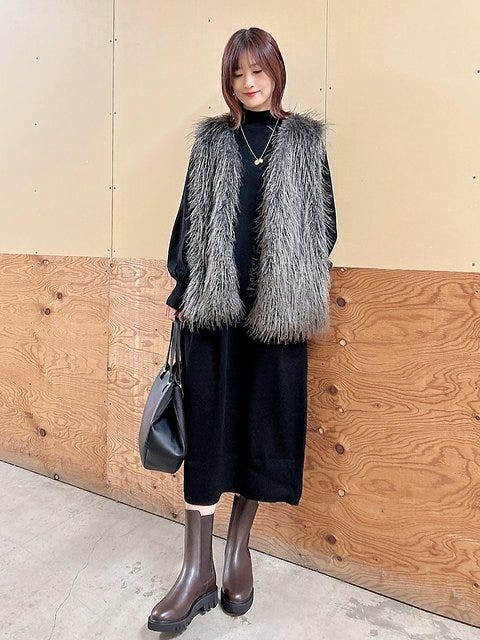 ニットワンピース コーデ ニットワンピースコーデ5