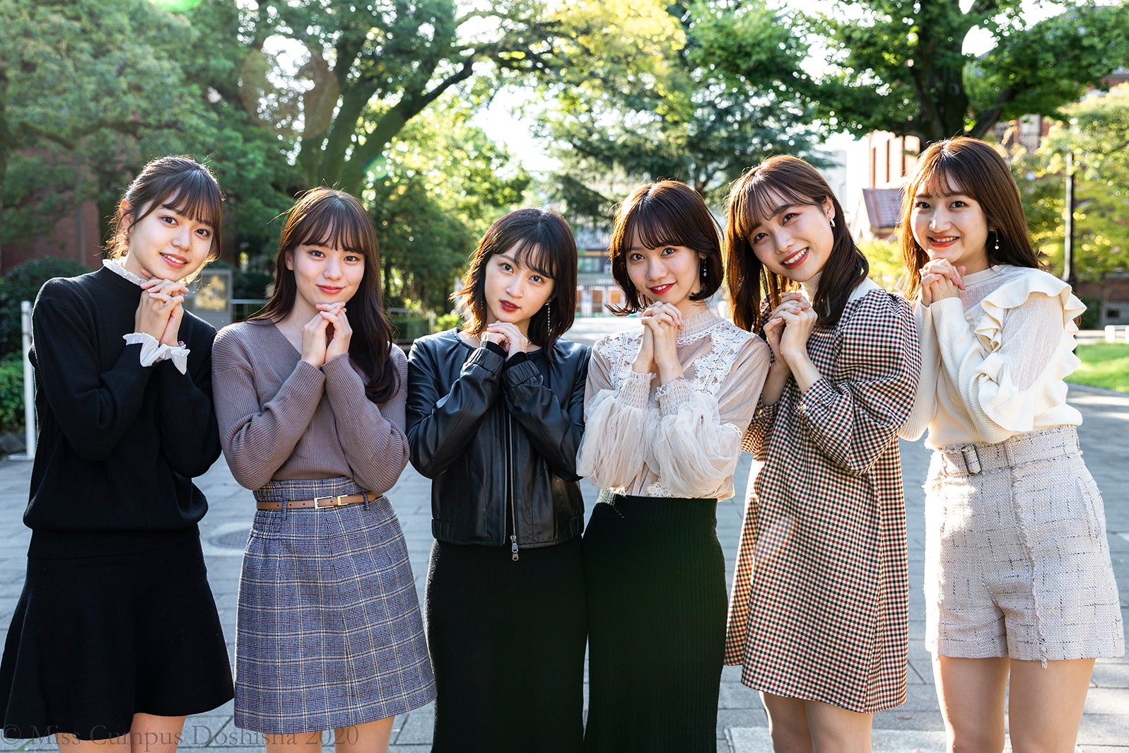「Miss Campus Doshisha2020」ファイナリスト（左から）木原渚、山田千加、廣田佳菜子、川原千里、志賀可奈子、華山友希（提供写真）