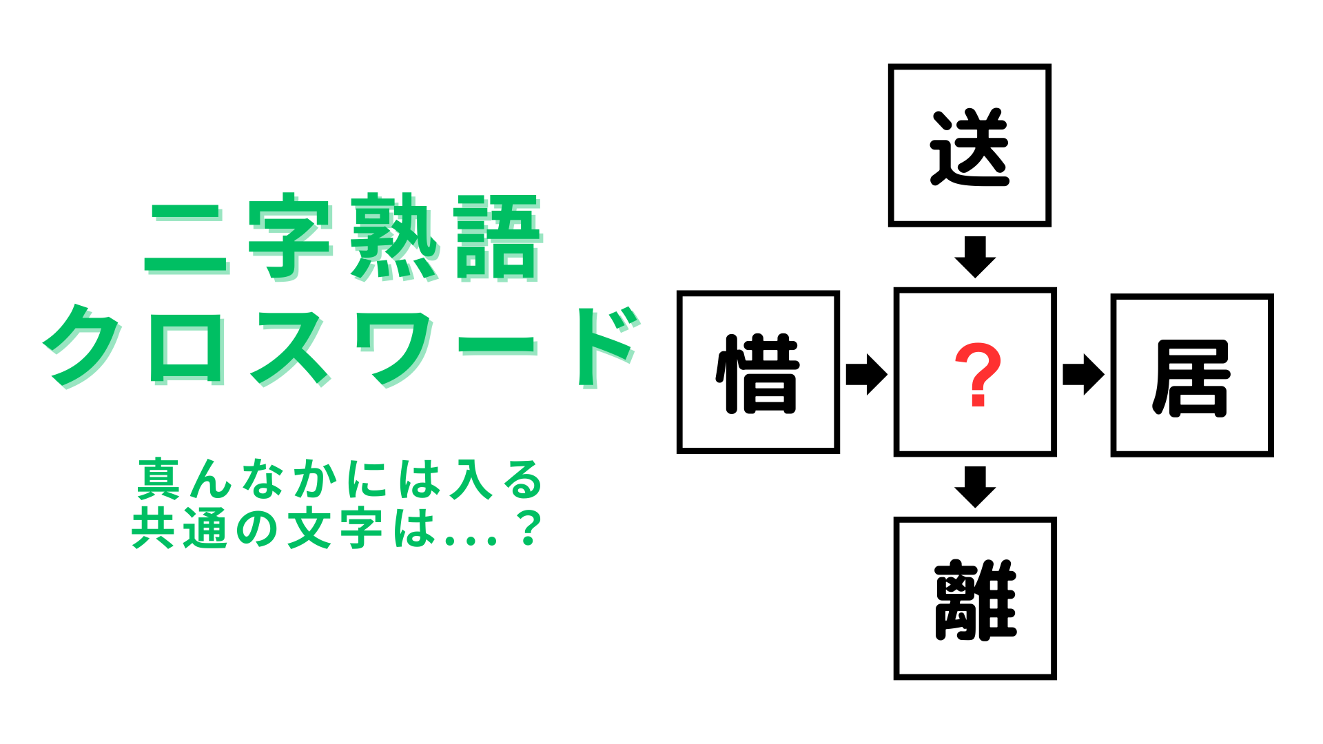 【二字熟語クロスワード】真んなかに入る漢字は？悲しいイメージの漢字です！