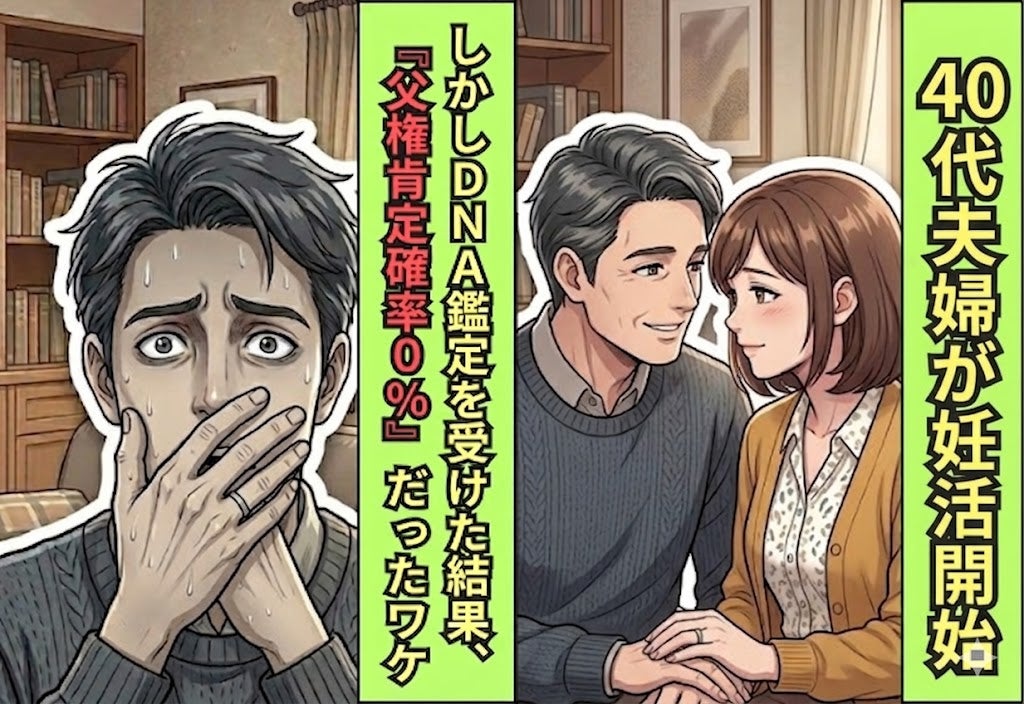 40代夫婦が妊活開始！しかし妊娠中期【DNA鑑定】を受けた結果⇒『父権肯定確率0％』だったワケ。