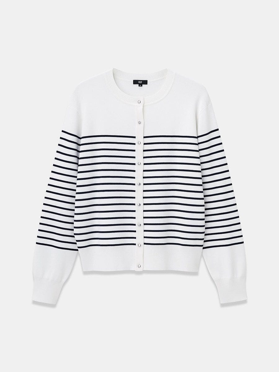 PLST UVカットレーヨンブレンドメタルボタンカーディガン PLSTのUVカットレーヨンブレンドメタルボタンカーディガン