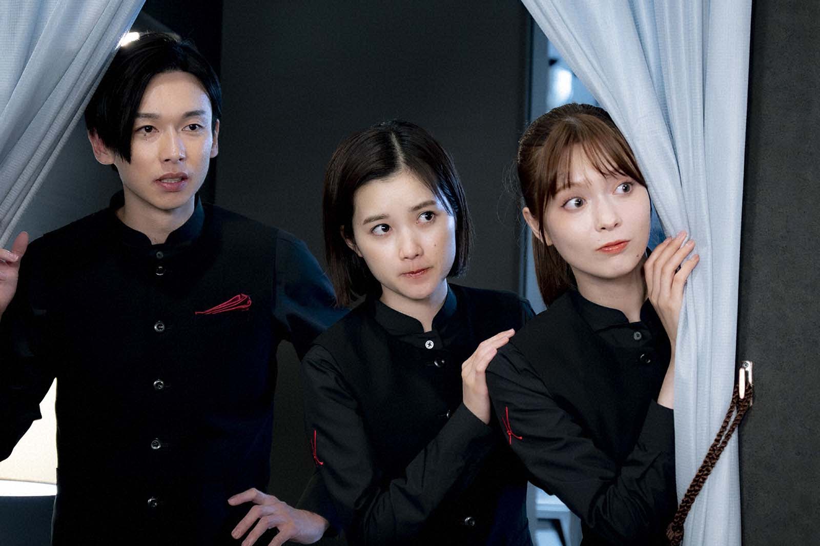 （左から）木田佳介、井頭愛海、八木アリサ「フェルマーの料理」第6話より（C）TBS