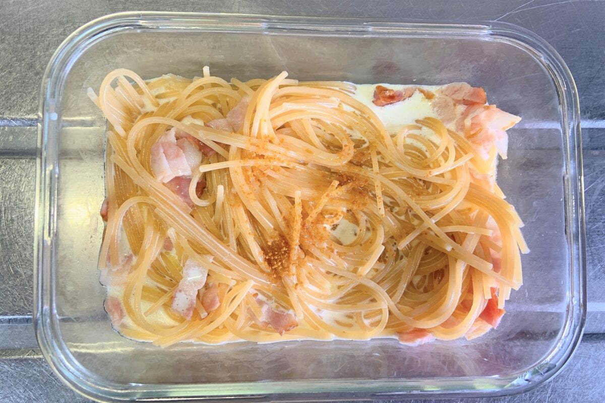 レンジで本格カルボナーラ