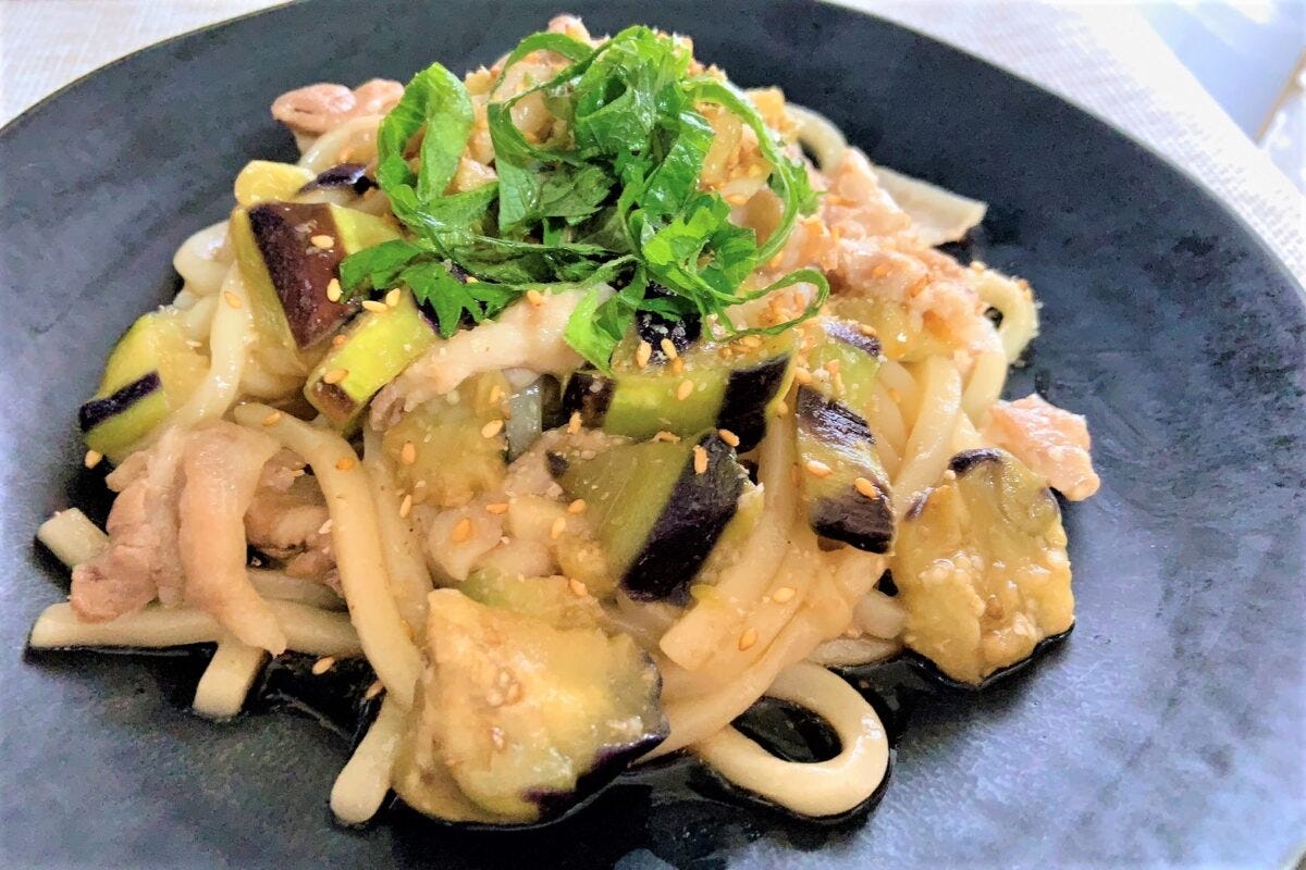 さっぱり豚なすポン酢うどん