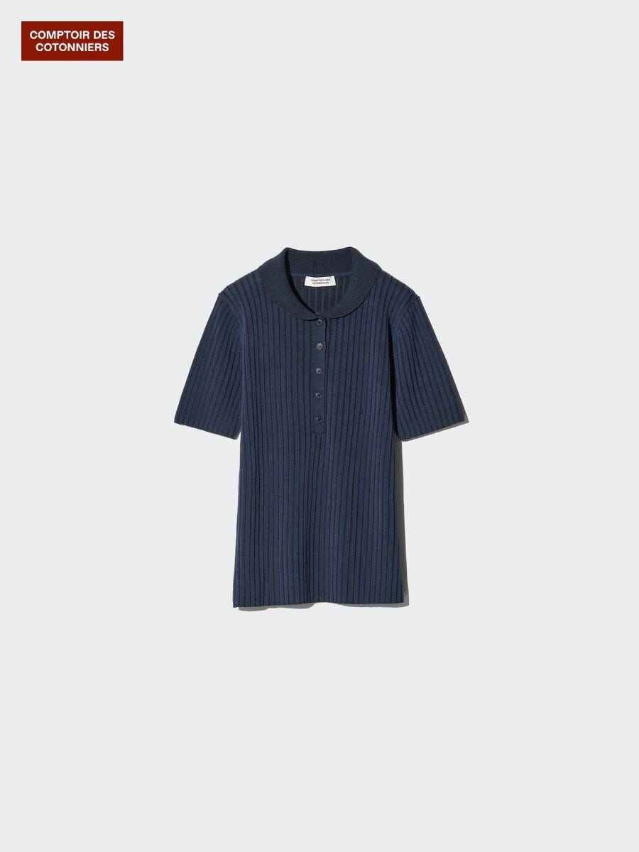 ユニクロのプリーツニットポロセーター