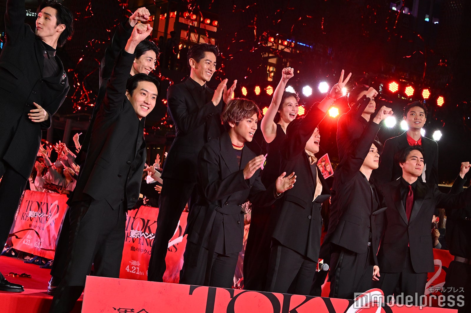 （後列）清水尋也、高杉真宙、永山絢斗、今田美桜、眞栄田郷敦、磯村勇斗（前列）杉野遥亮、山田裕貴、北村匠海、吉沢亮、間宮祥太朗（C）モデルプレス