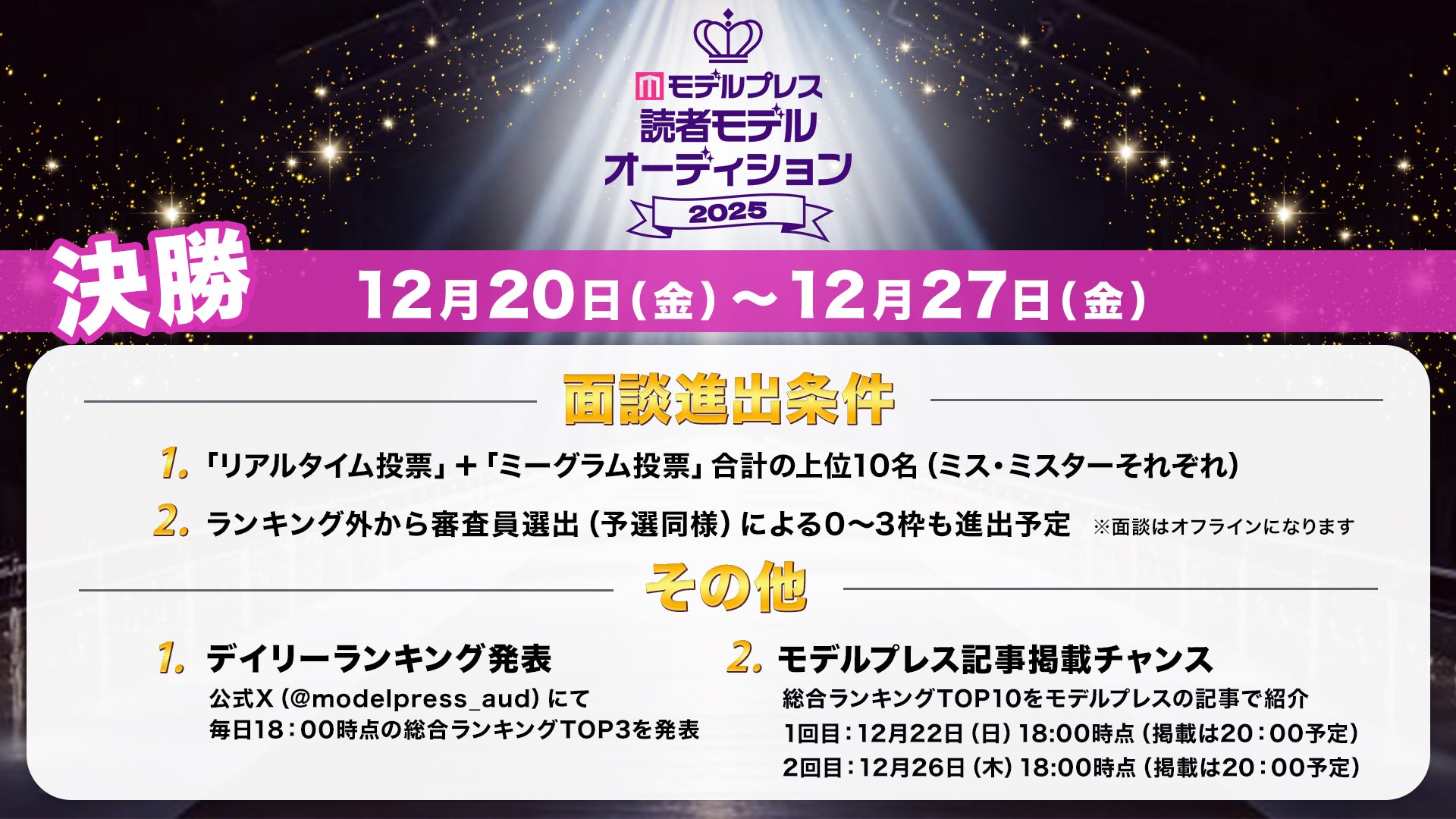 「モデルプレス 読者モデルオーディション 2025」面談進出条件