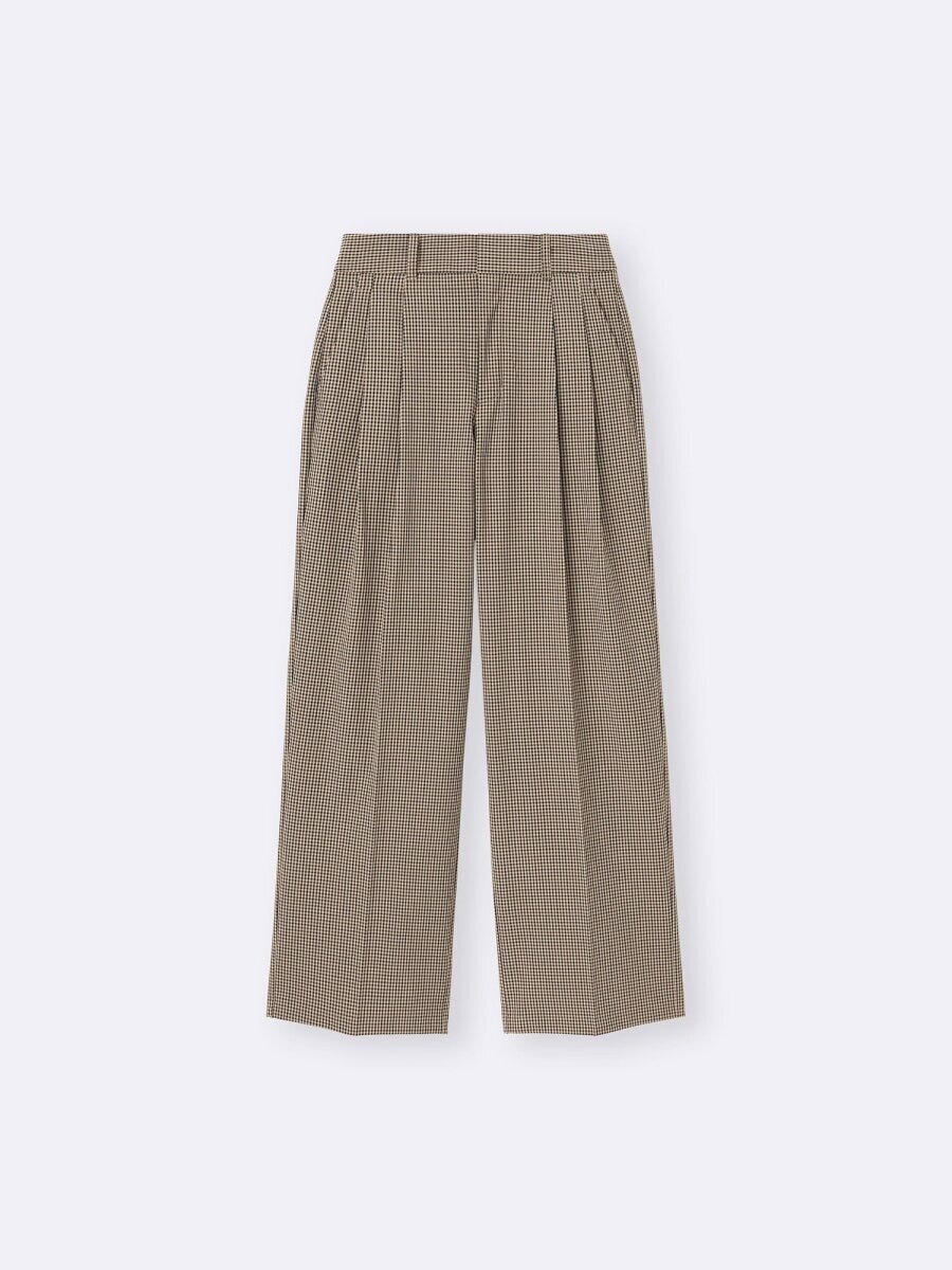 タックワイドチェックパンツ 2026gu値下げレディースタックワイドチェックパンツ